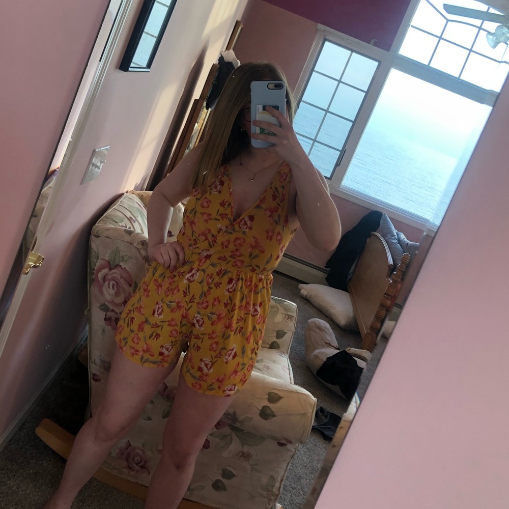 yellow floral romper